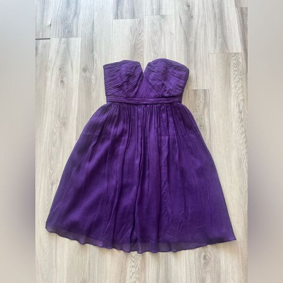 J. Crew 4 Purple Silk  Strapless Cocktail Dress - Picture 1 of 7
